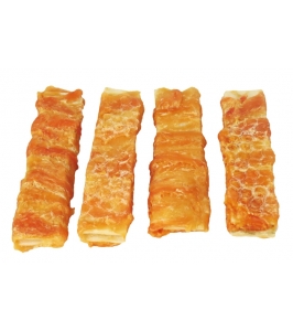 Byvolie pásiky obtočené kuracím mäsom 15 cm 500g odmena pre psov