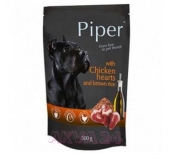 Kapsička pre psa PIPER s kuracími srdiečkami a hnedou ryžou 500g